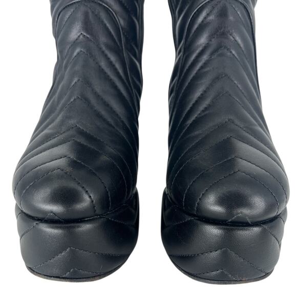 Gucci 95mm Matelasse' Leather Platform Boots in Black - Picture 5 of 16